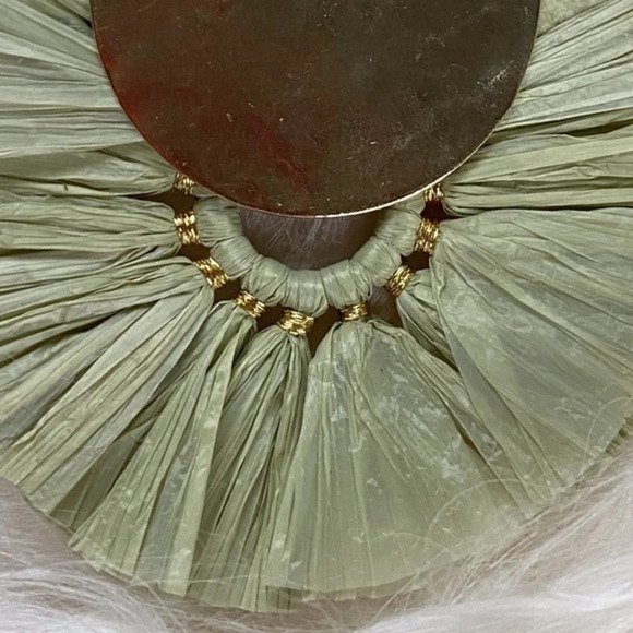 Anthropologie Green and Gold Raffia Earrings - Picture 4 of 5